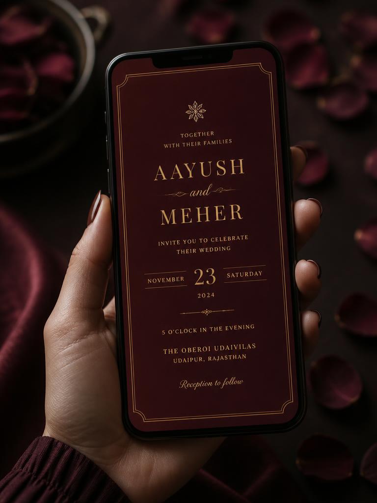 The Maroon Heirloom digital invitation design by Ink RSVP